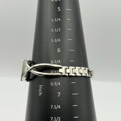 Avon Ladies Quartz Watch Black Square Dial Silver Tone Bracelet Working 19mm