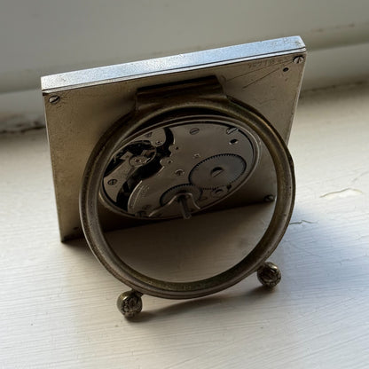 Vintage 8-Day Clock Square Unusual Metal Dore Fab Suisse 6 Jewels To Repair