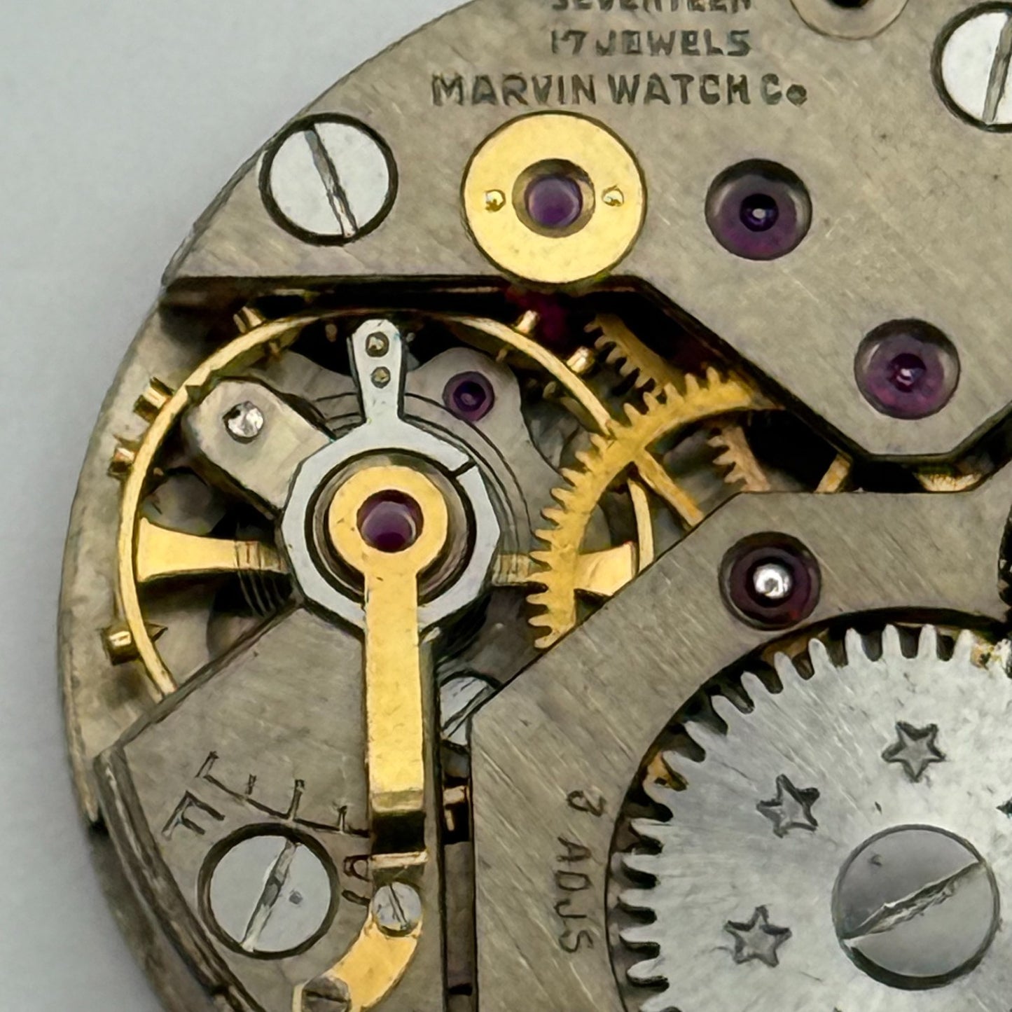 Marvin 17 Jewels Non Magnetic Watch Movement Manual Wind Vintage Parts 23.2mm