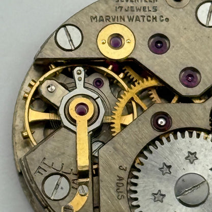 Marvin 17 Jewels Non Magnetic Watch Movement Manual Wind Vintage Parts 23.2mm