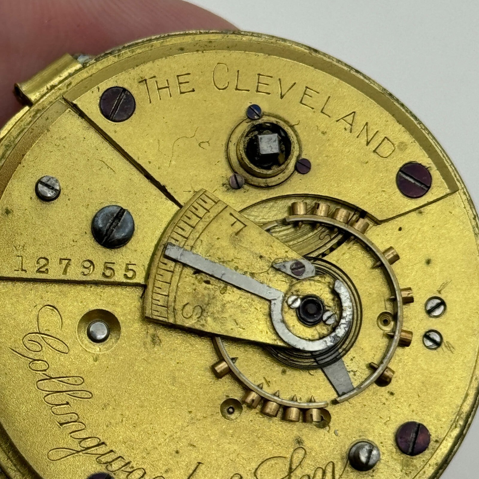 44.9mm Antique Collingwood & Son The Cleveland Pocket Watch Movement PARTS SPARE