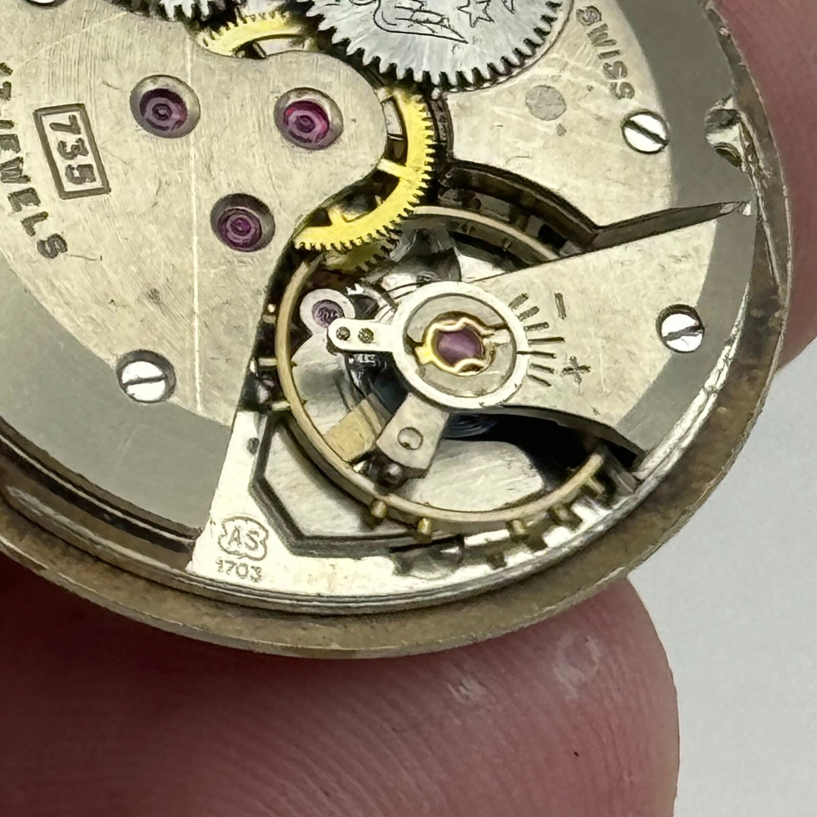 26mm Mens Rotary AS 1703 Good Balance Manual Wind Watch Movement PARTS REPAIR