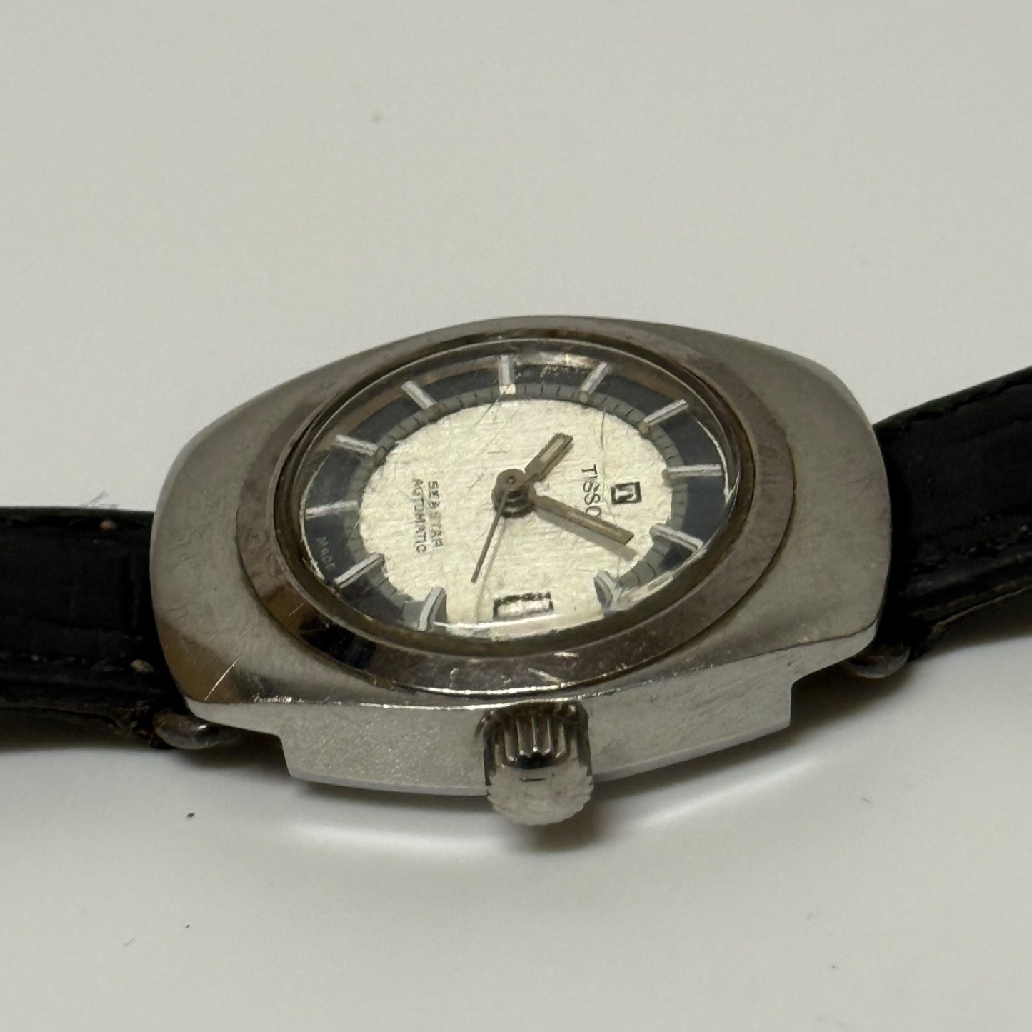 25mm Vintage Tissot Seastar Date Dial Ladies Swiss Stainless Watch PARTS REPAIR