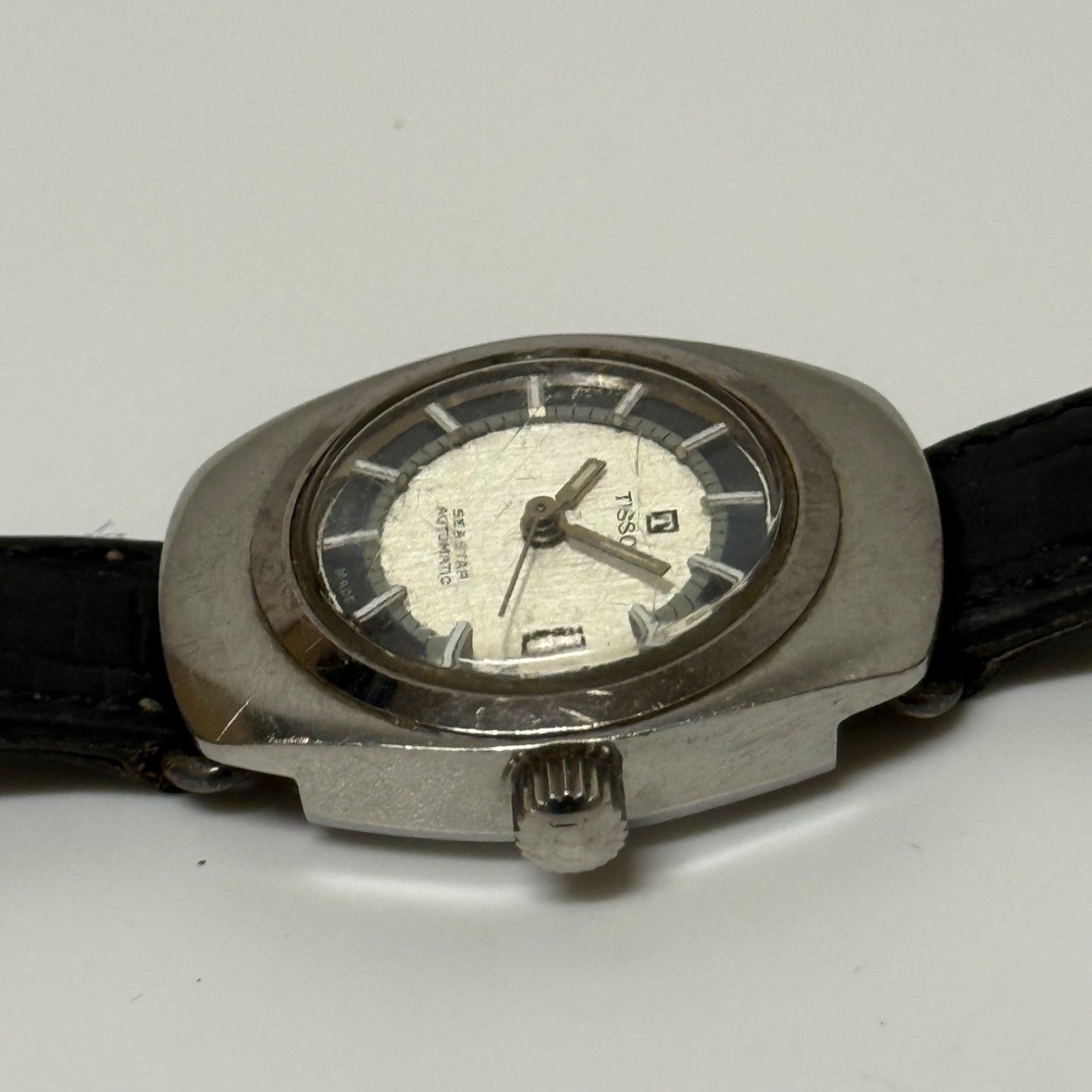 25mm Vintage Tissot Seastar Date Dial Ladies Swiss Stainless Watch PARTS REPAIR