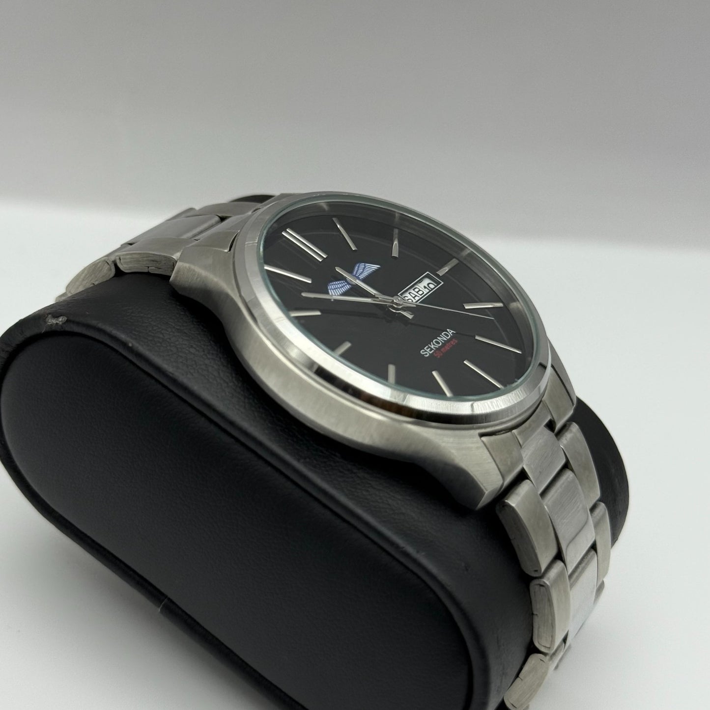 Sekonda Men's Quartz Watch Date Dial Silver Tone Bracelet 43mm PARTS REPAIR