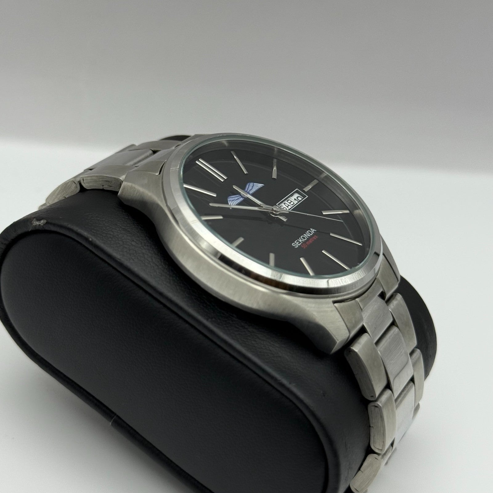 Sekonda Men's Quartz Watch Date Dial Silver Tone Bracelet 43mm PARTS REPAIR