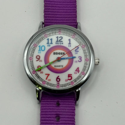 Zeiger Ladies Quartz Watch Rainbow Dial Purple Strap Working 33mm New Battery