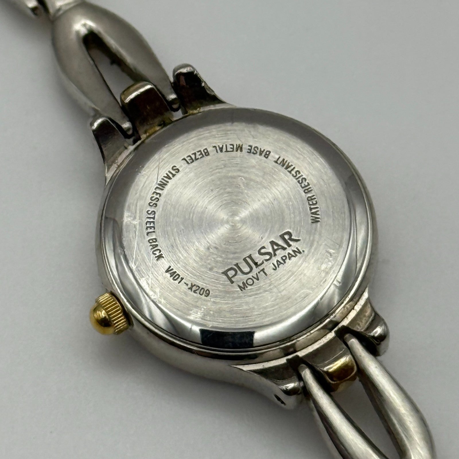 20mm Working Ladies Pulsar V401-X209 Two Tone Quartz Japan Watch 6.5 Inches