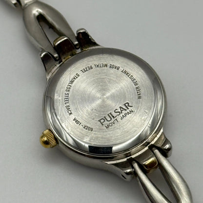 20mm Working Ladies Pulsar V401-X209 Two Tone Quartz Japan Watch 6.5 Inches