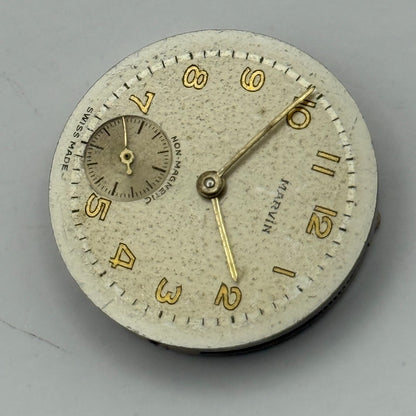 Marvin 17 Jewels Non Magnetic Watch Movement Manual Wind Vintage Parts 23.2mm
