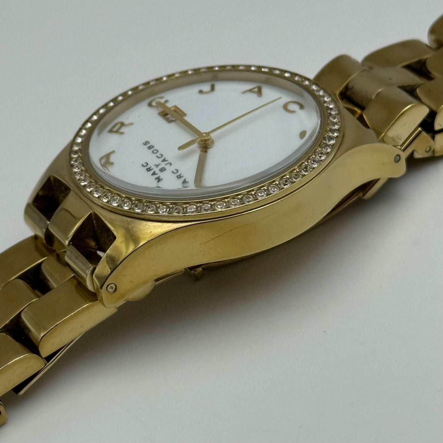 39mm Working Ladies Marc By Marc Jacobs White Date Dial Quartz Watch 5.25 Inches