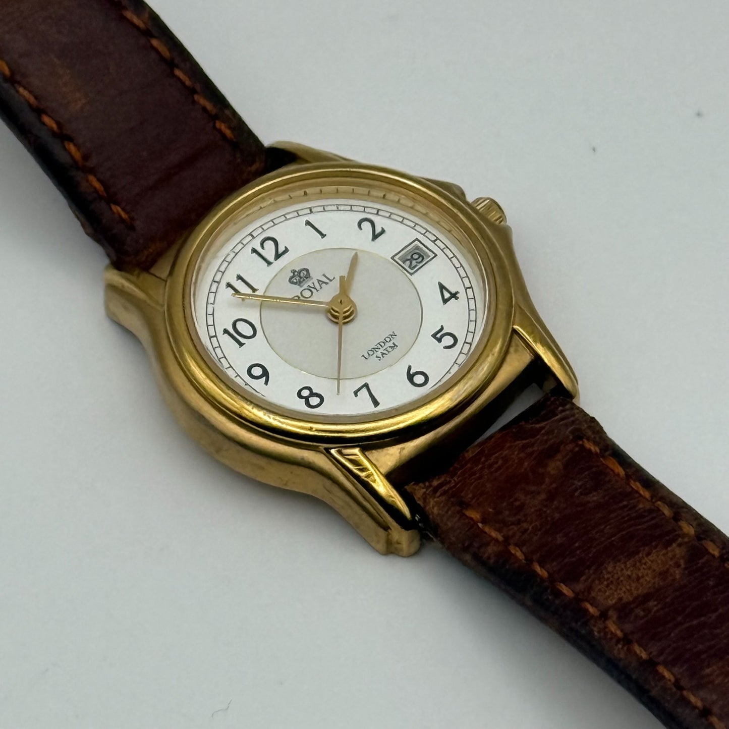 Royal London Ladies Quartz Watch RL-2199 Date Dial Brown Strap Working 26mm