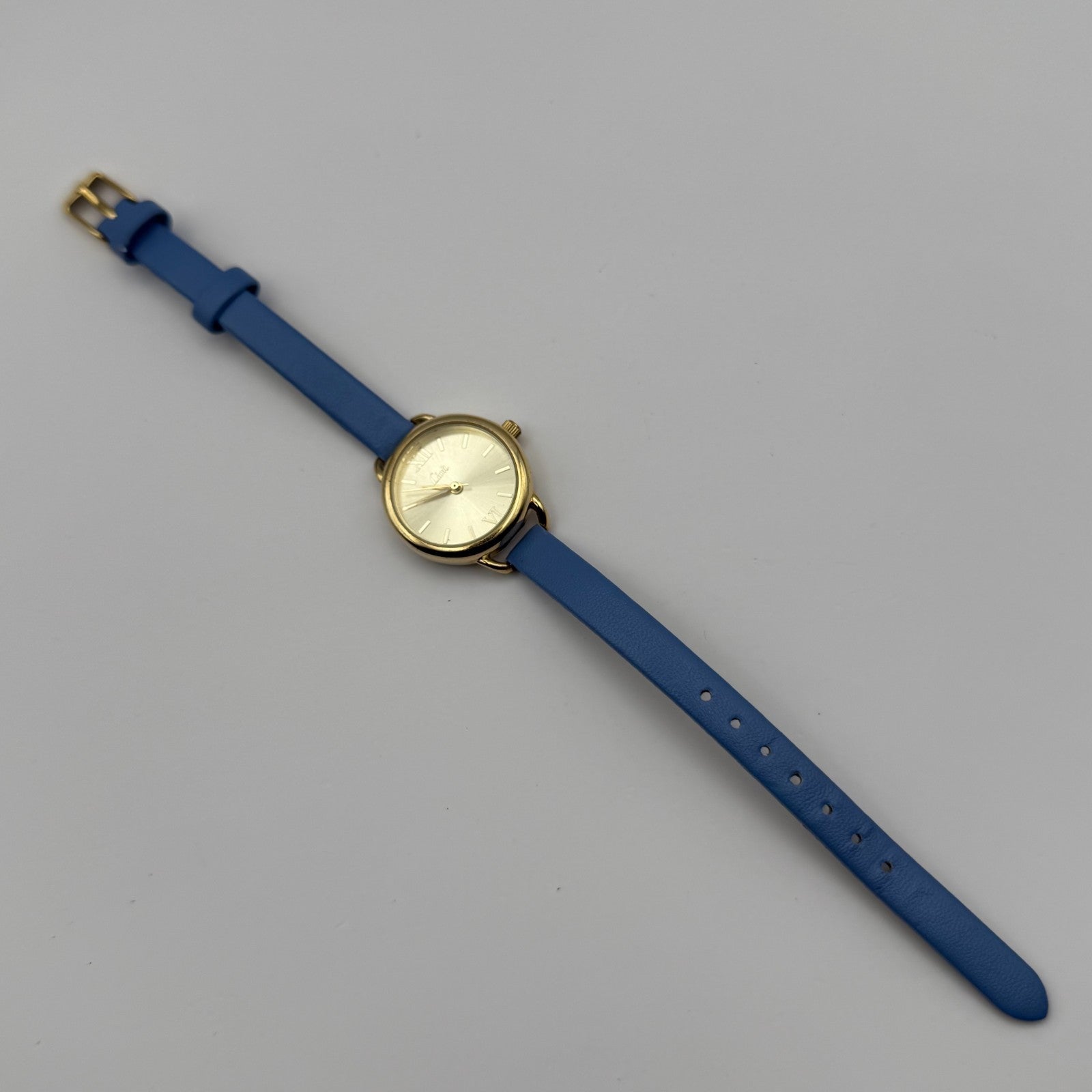 Limit Ladies Quartz Watch Gold Tone Blue Strap Working 25mm New Battery