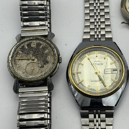 Bundle Of 4 Vintage Men’s Watches Mechanical Wind Up Job Lot Parts Repair Spares