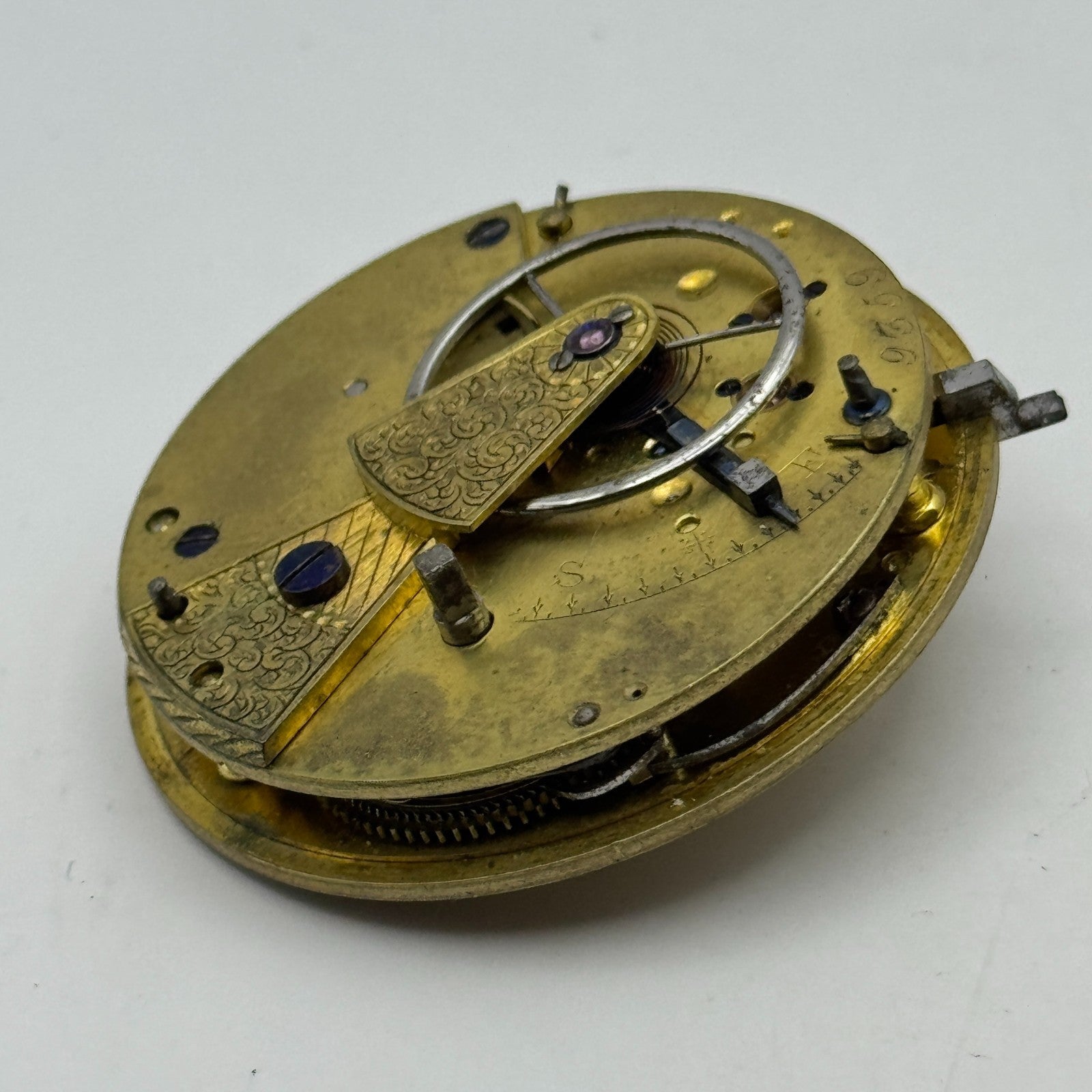 Fusee Pocket Watch Movement Antique English Key Wound Parts Repair Spares 44.3mm