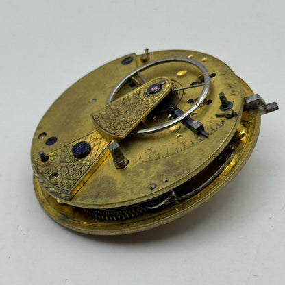 Fusee Pocket Watch Movement Antique English Key Wound Parts Repair Spares 44.3mm