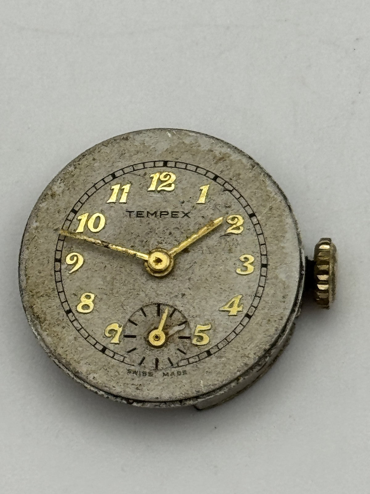 20mm Vintage Tempex 70 Partial Manual Wind Swiss Watch Movement PARTS REPAIR