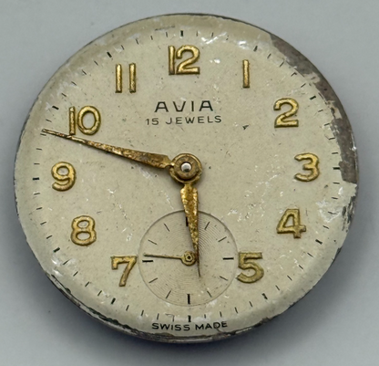 Avia AS 1123 1124 Watch Movement Manual Wind Vintage Swiss Parts Repair 23.5mm