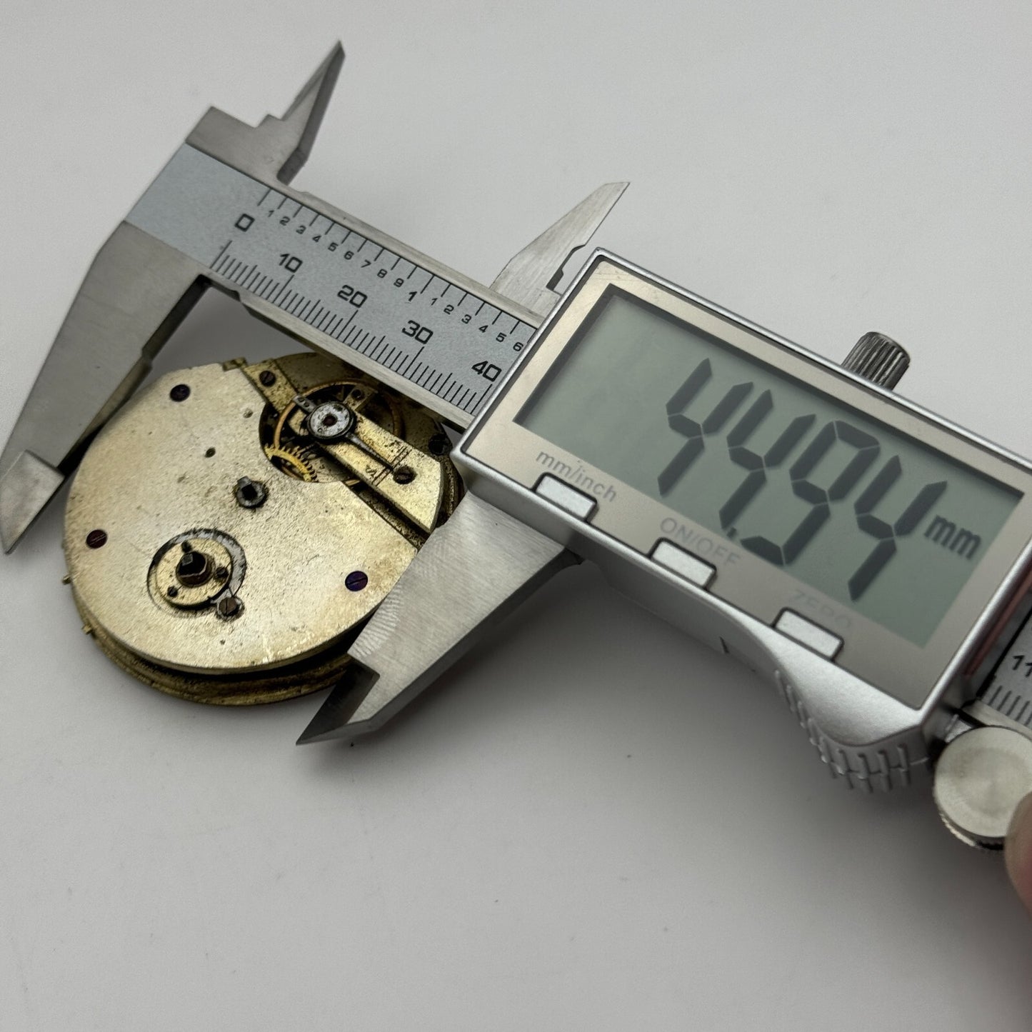 47.6mm Antique Unidentified Key Wound Pocket Watch Movement Dial PARTS REPAIR