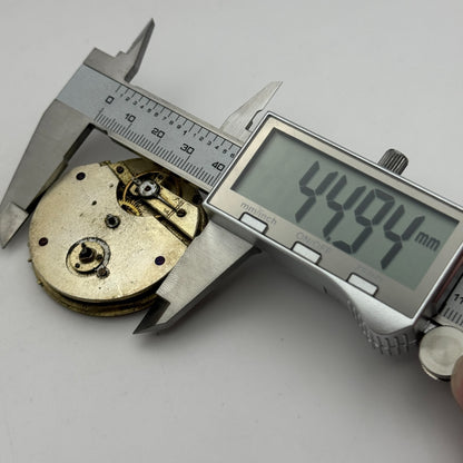 47.6mm Antique Unidentified Key Wound Pocket Watch Movement Dial PARTS REPAIR