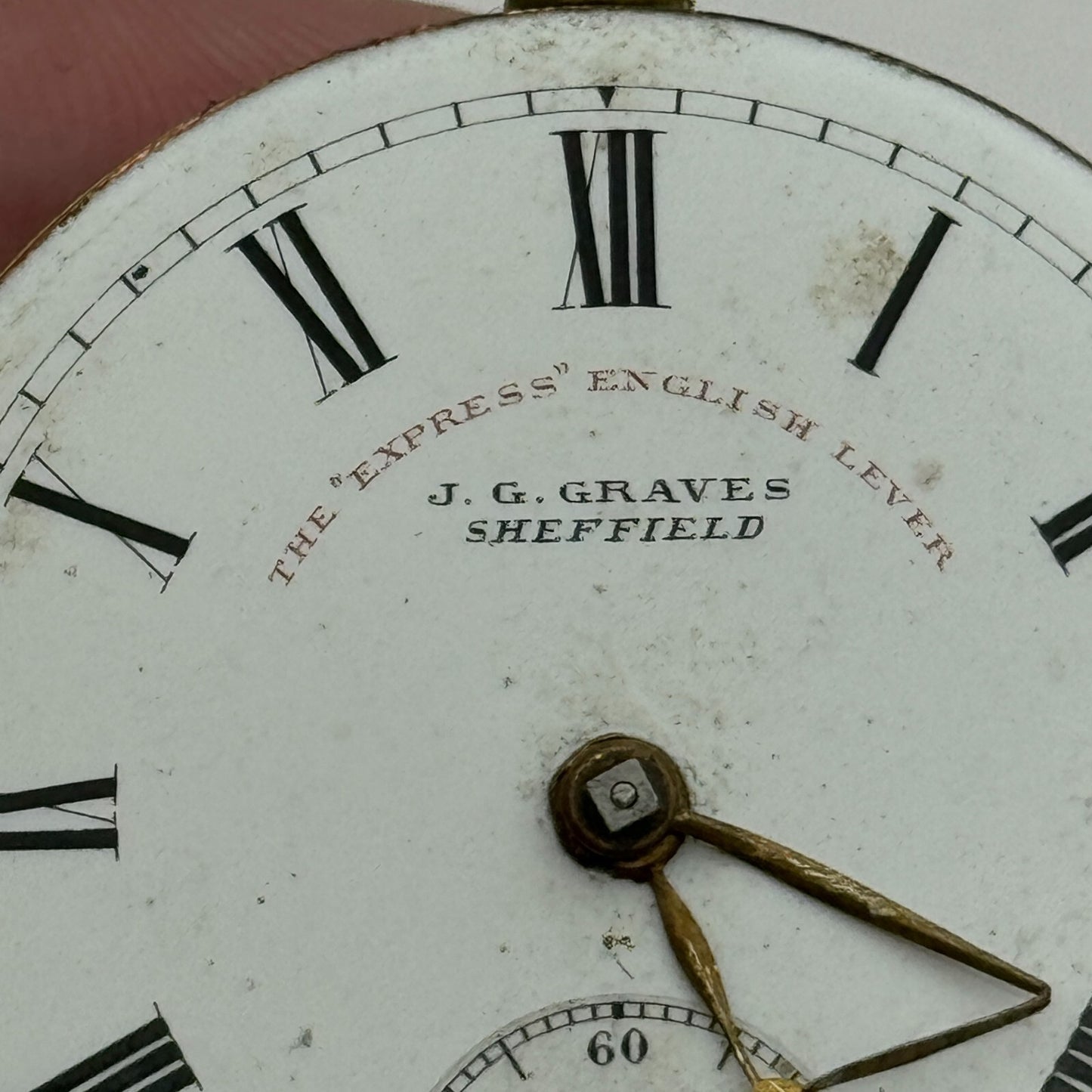 44.6mm Antique J G Graves English Express Lever Pocket Watch Movement PARTS