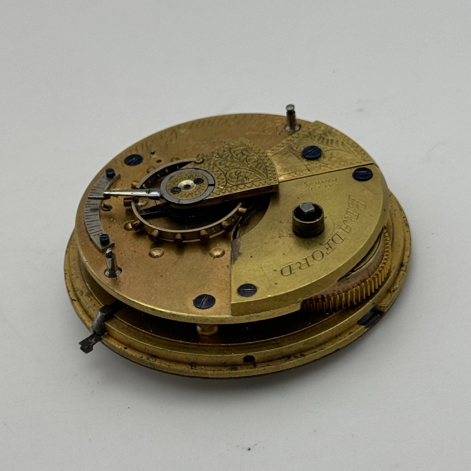 46.5mm Fattoroni & Sons Bradford Chronometer Makers Pocket Watch Movement PARTS