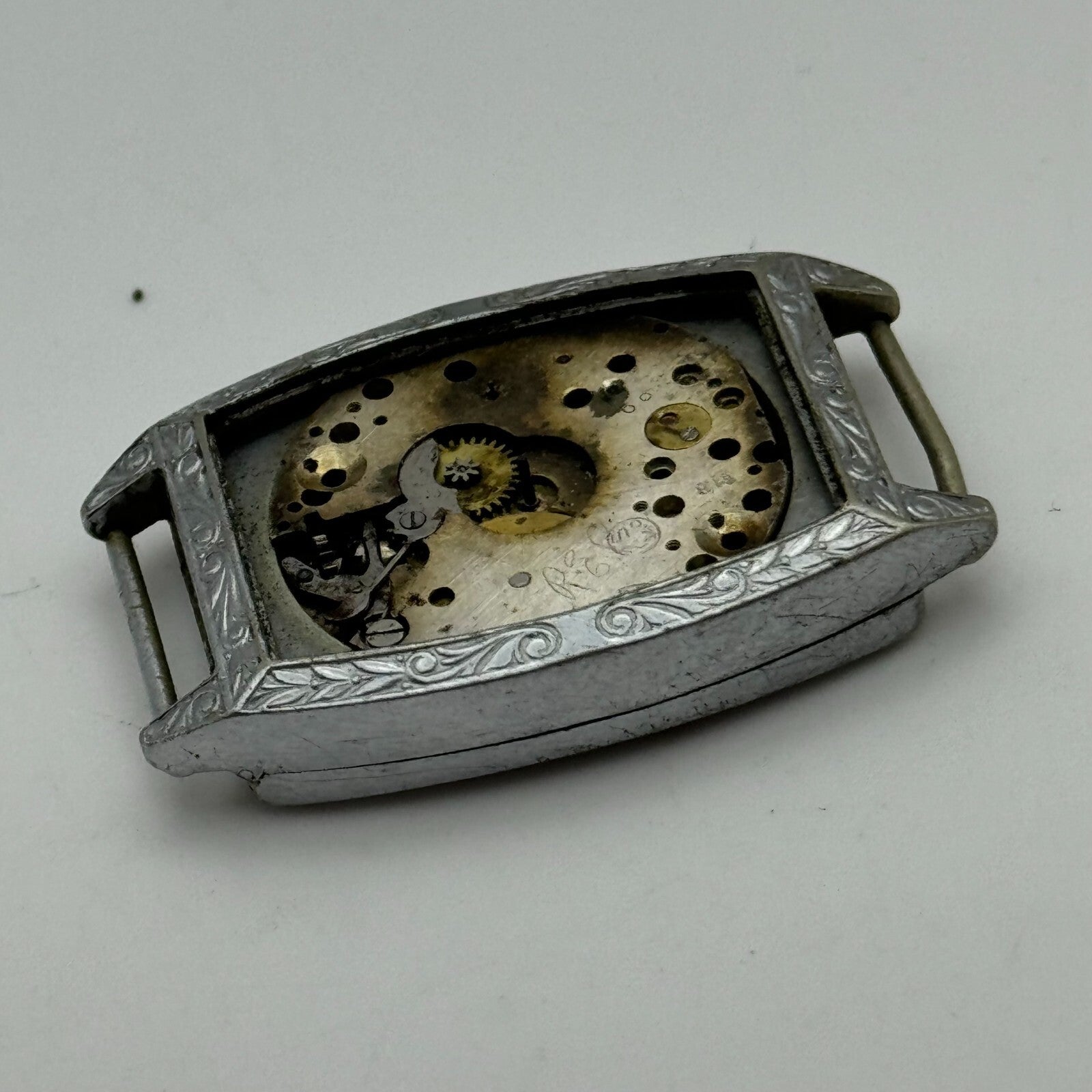 25.8mm AS 340 A Schild Watch Movement And Art Deco Tank Case 15 Jewels PARTS
