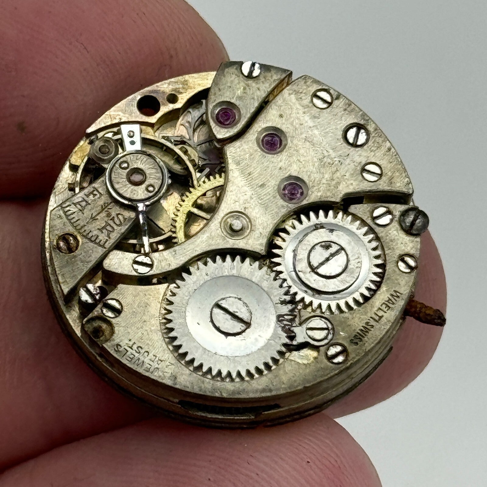 23.6mm Waleti SPG 15 Jewel Manual Wind Watch Movement Swiss Vintage PARTS REPAIR