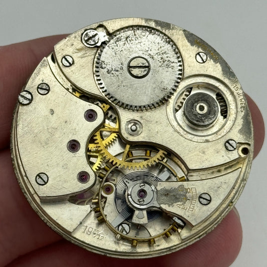 42.8mm Buren 19 35/12 Swiss Open Face J G Graves Pocket Watch Movement PARTS