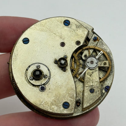 47.6mm Antique Key Wound Pocket Watch Movement Dial PARTS REPAIR SPARES