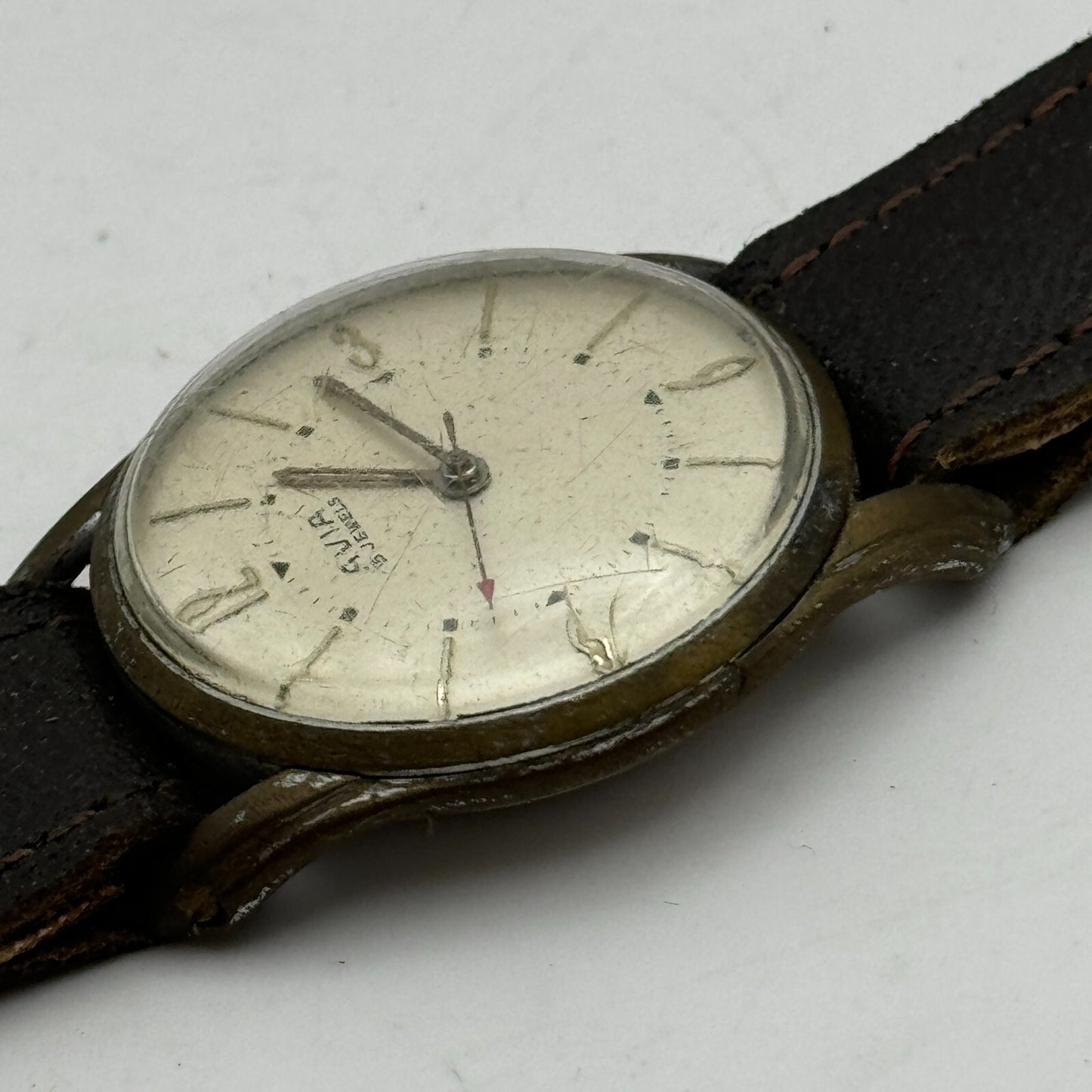 32mm Mens Vintage Avia 15 Jewels FHF 28 Pointer Seconds Hand Swiss Watch PARTS