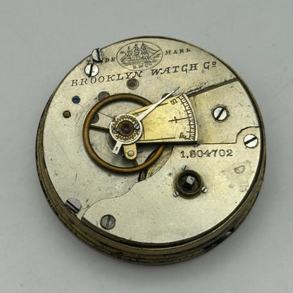 45.8mm Antique Brooklyn Watch Co BWC Key Wound Pocket Watch Movement PARTS