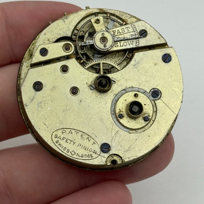 45.1mm Antique Henry E Peck Patent 2622 Safety Pinion Pocket Watch Movement