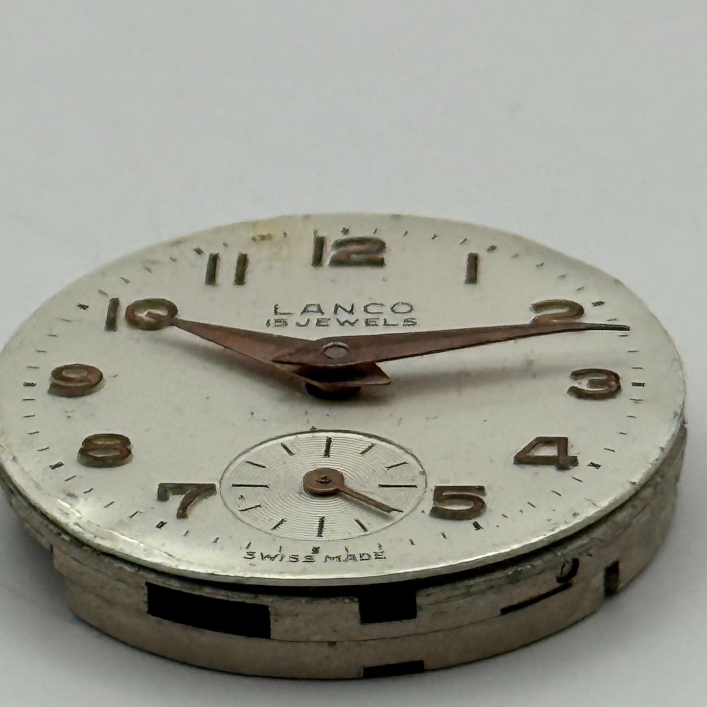 Lanco 1022 Watch Movement Manual Wind Vintage Swiss 15 Jewels Parts 23.5mm