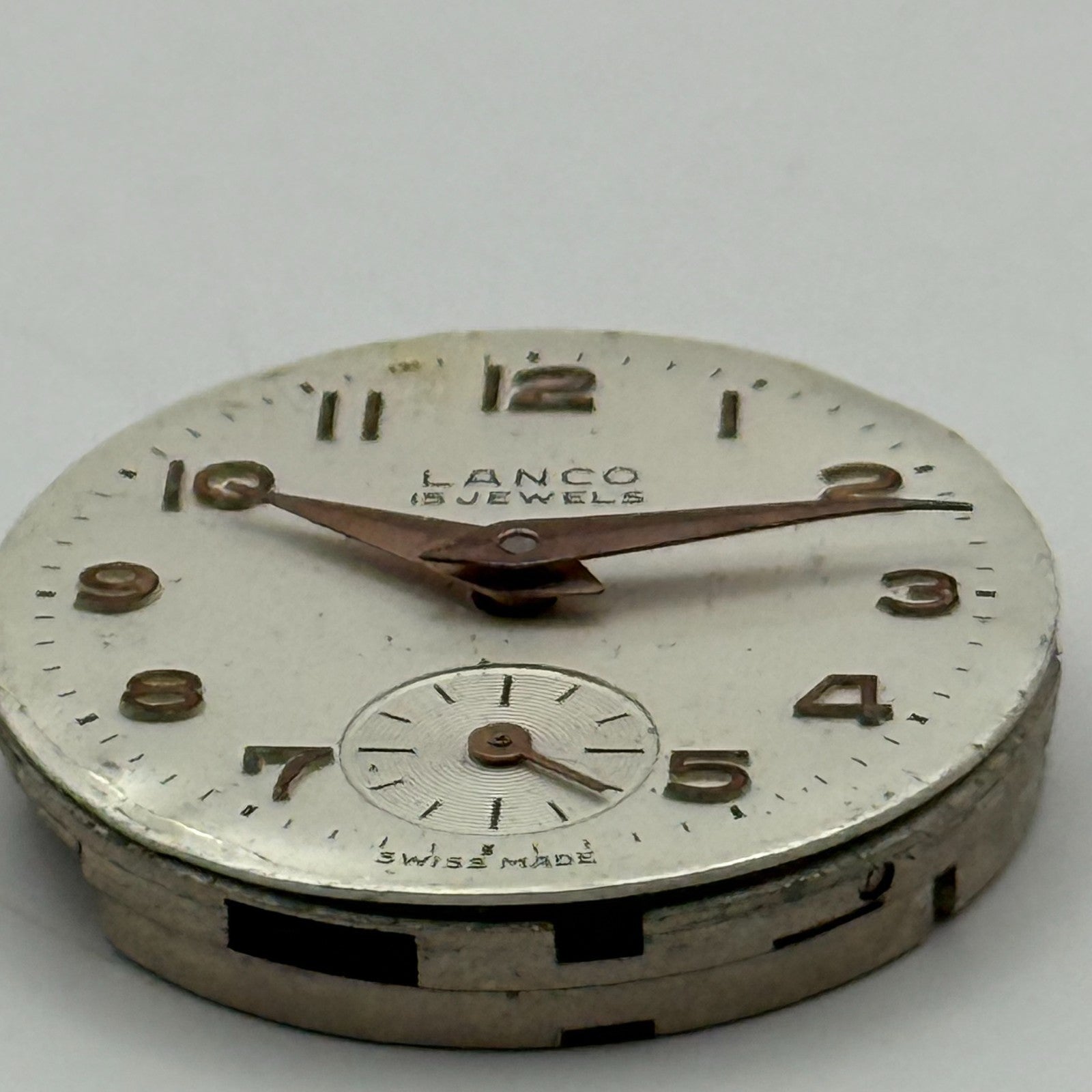 Lanco 1022 Watch Movement Manual Wind Vintage Swiss 15 Jewels Parts 23.5mm