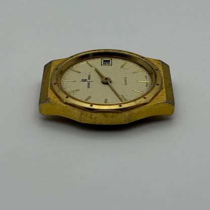 EB 870.111 Grand Swiss Quartz Watch Gold Tone Date 33mm UNTESTED PARTS REPAIR