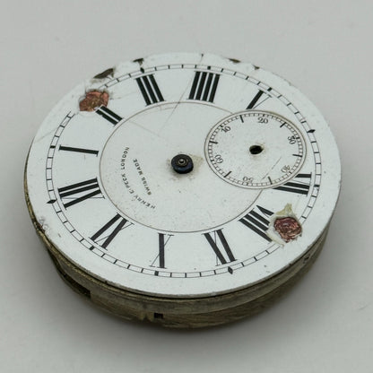 45.1mm Antique Henry E Peck Patent 2622 Safety Pinion Pocket Watch Movement