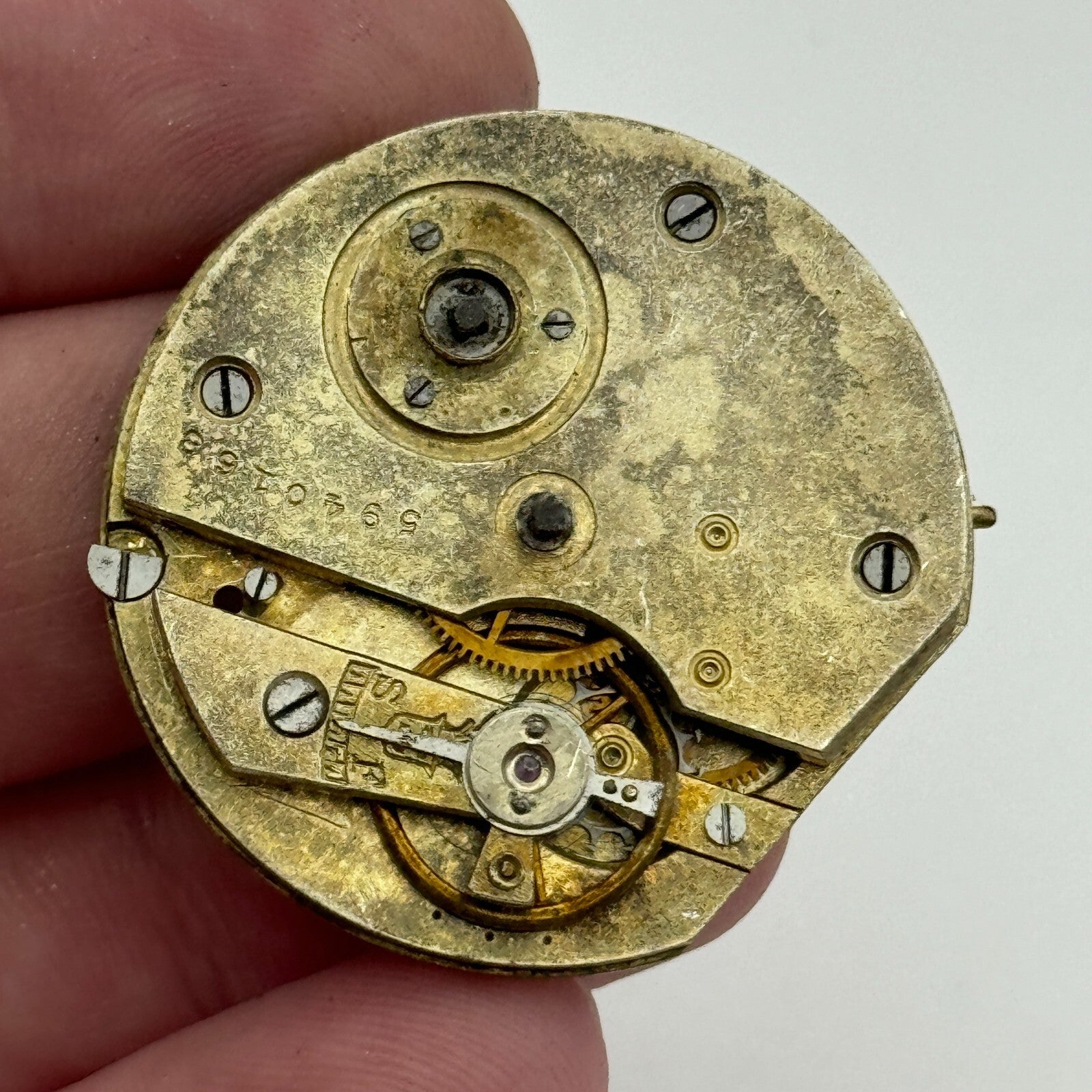 35.9mm Antique Interesting Key Wound Pocket Watch Movement PARTS REPAIR SPARES