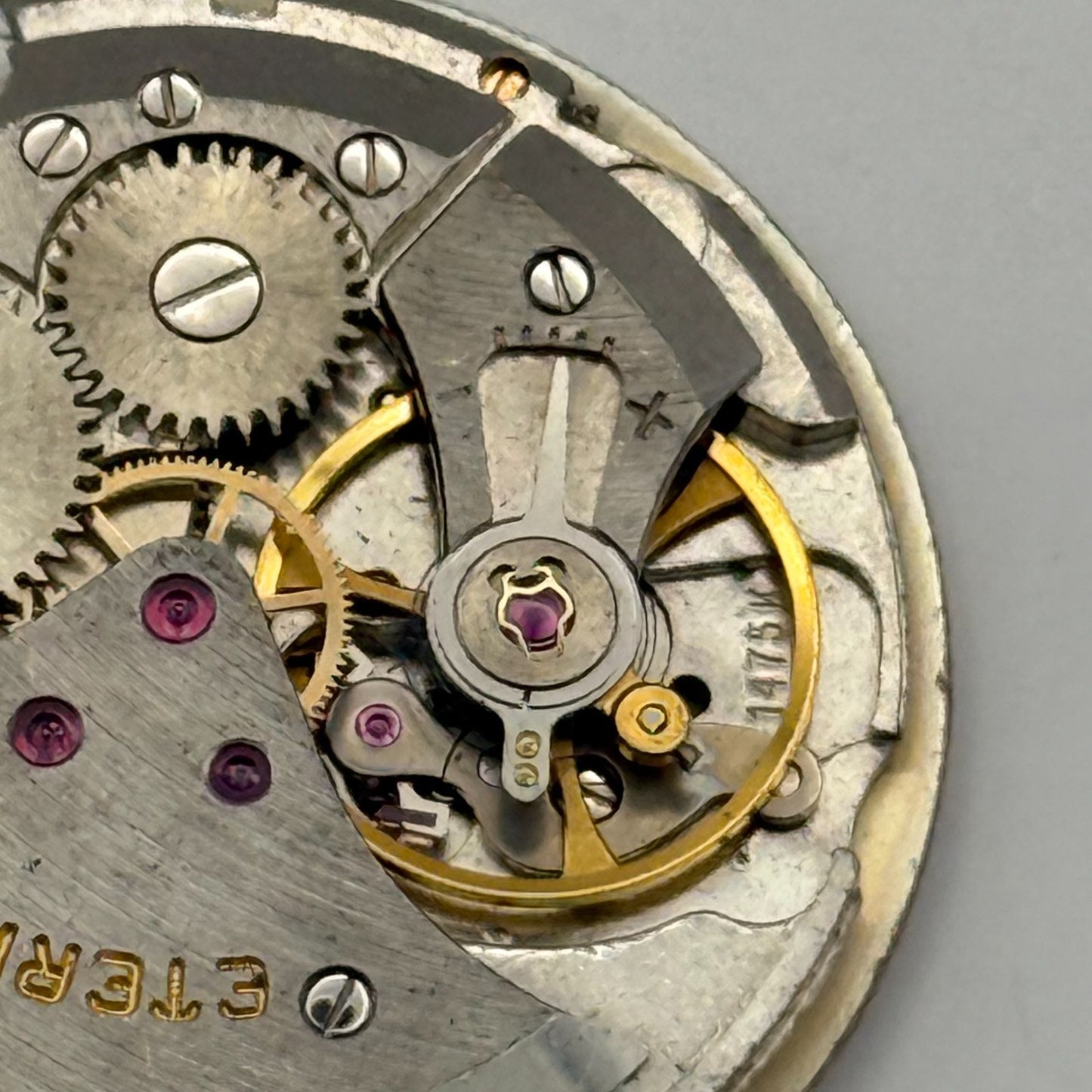 Eterna 1475K Watch Movement Garrard Manual Wind Vintage Swiss Parts 27.8mm
