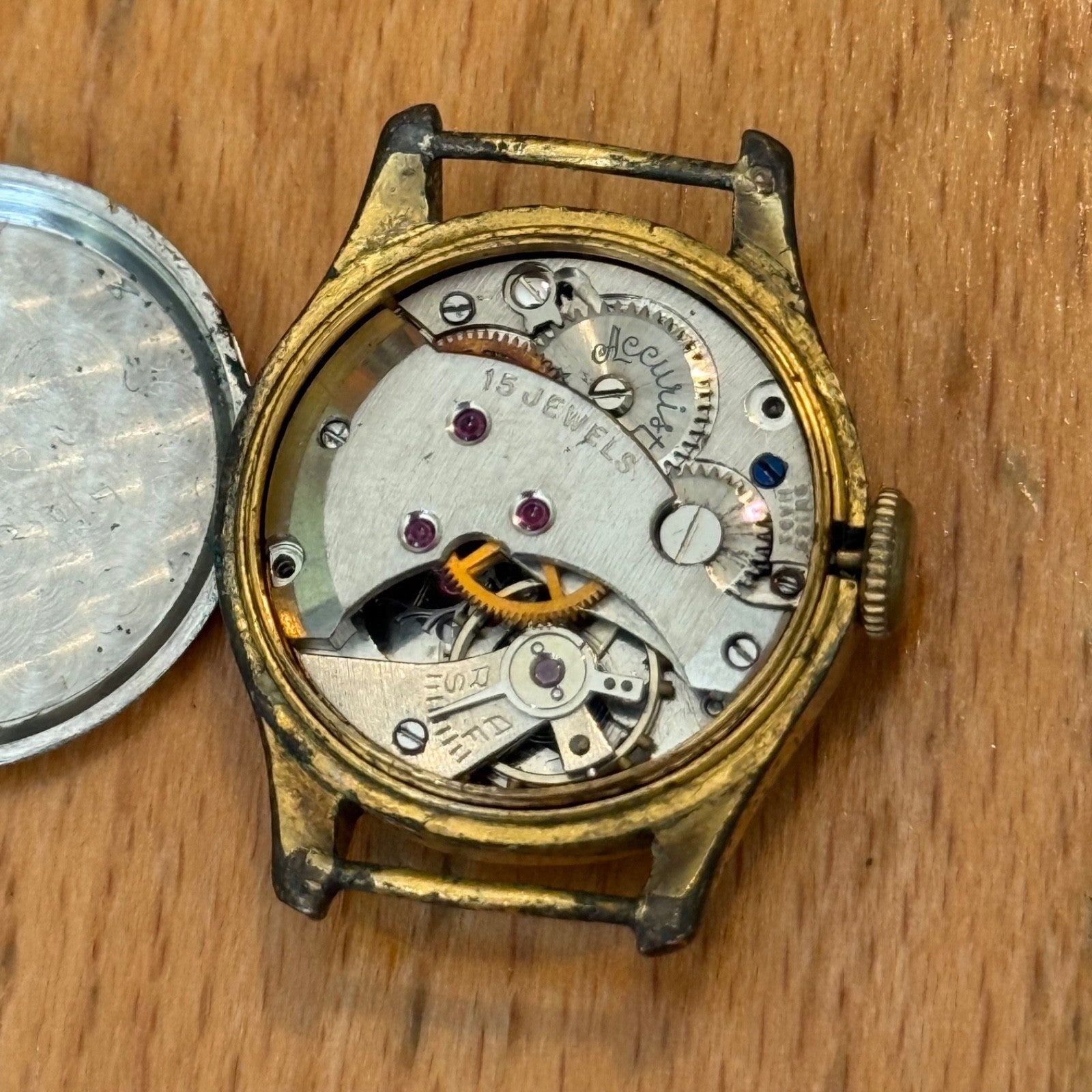 22mm Vintage Accurist Sweep Seconds 15 Jewels Manual Wind Watch PARTS / REPAIR