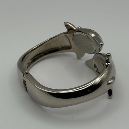 Carvel Ladies Dolphin Bangle Watch Quartz Silver Tone Working 20mm 5.5 Inches