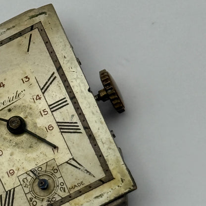 Everite 9/300 Tank Watch Movement Running 7 Jewels Manual Wind Parts 17.9mm