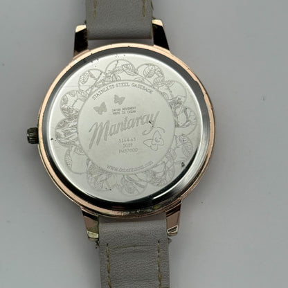 Mantaray Ladies Quartz Watch Floral Design Dial Grey Strap Japan Working 38mm