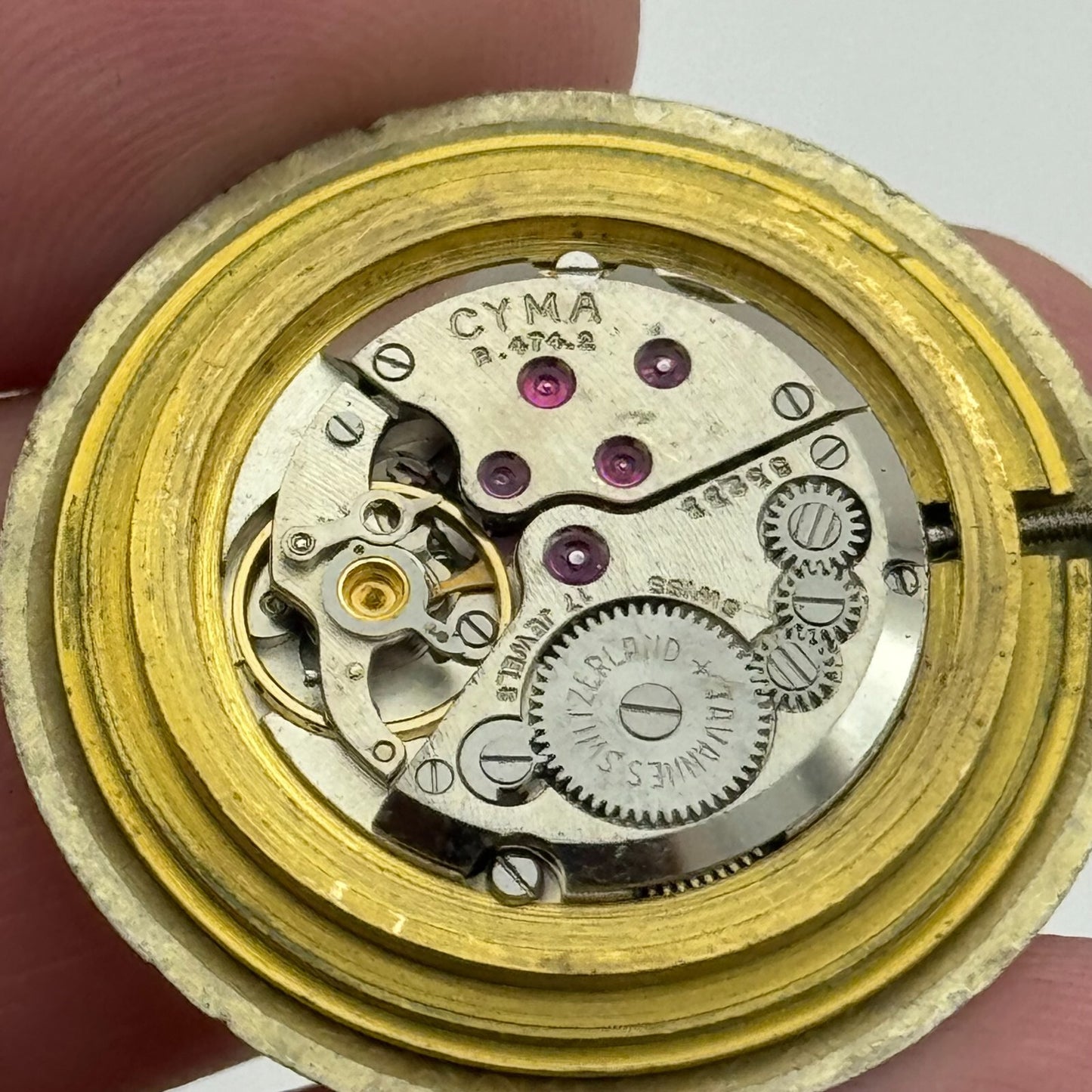 29.4mm Tavannes Cyma R474.2 Manual Wind Watch Movement Vintage Swiss PARTS SPARE