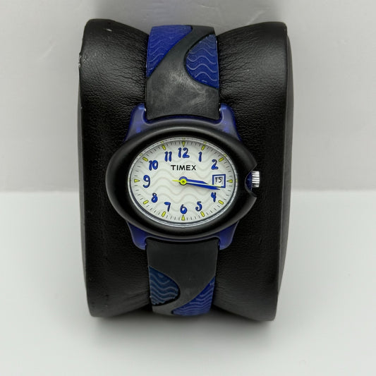 Timex Unisex Quartz Watch White Date Dial Blue Black Strap 32mm PARTS REPAIR