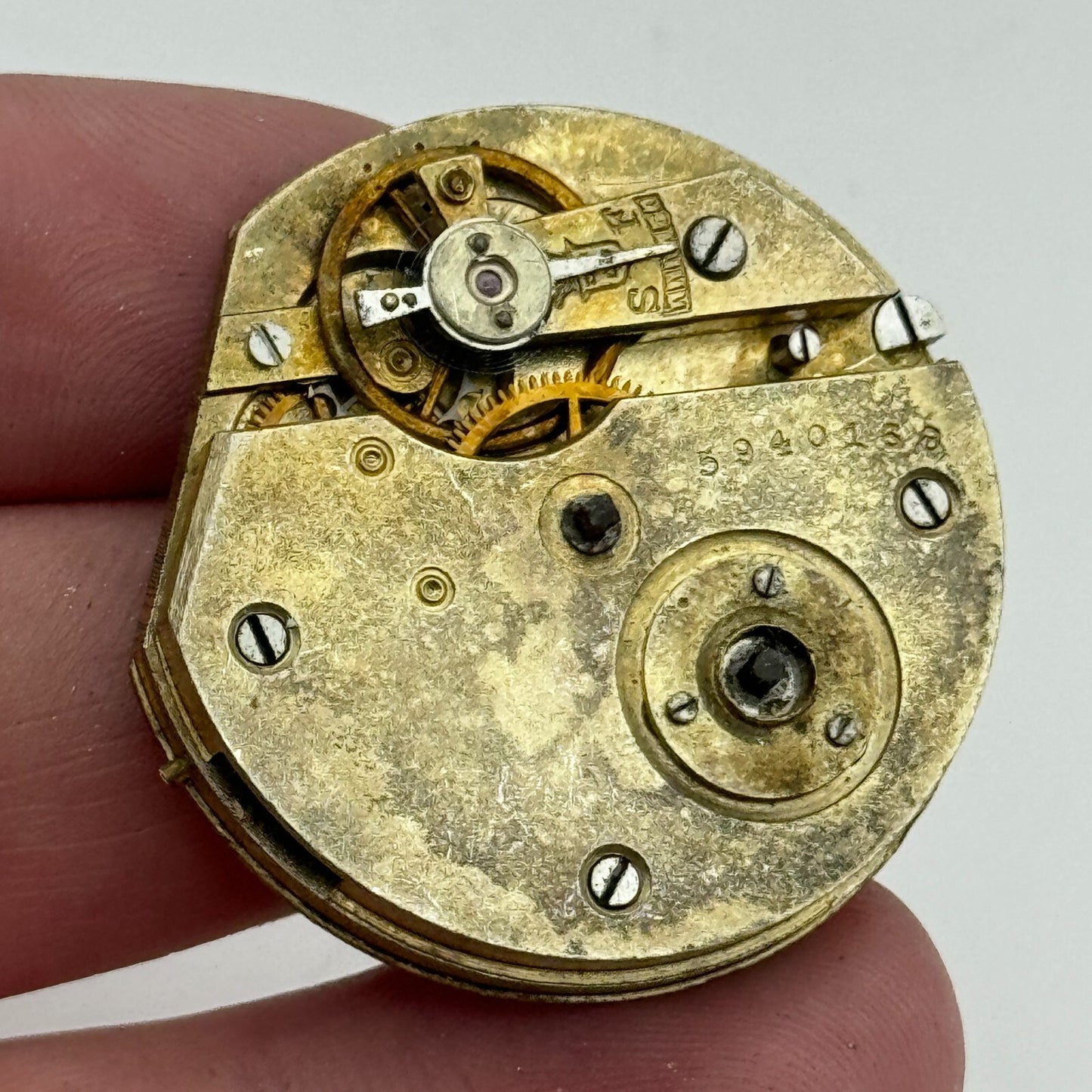 35.9mm Antique Interesting Key Wound Pocket Watch Movement PARTS REPAIR SPARES