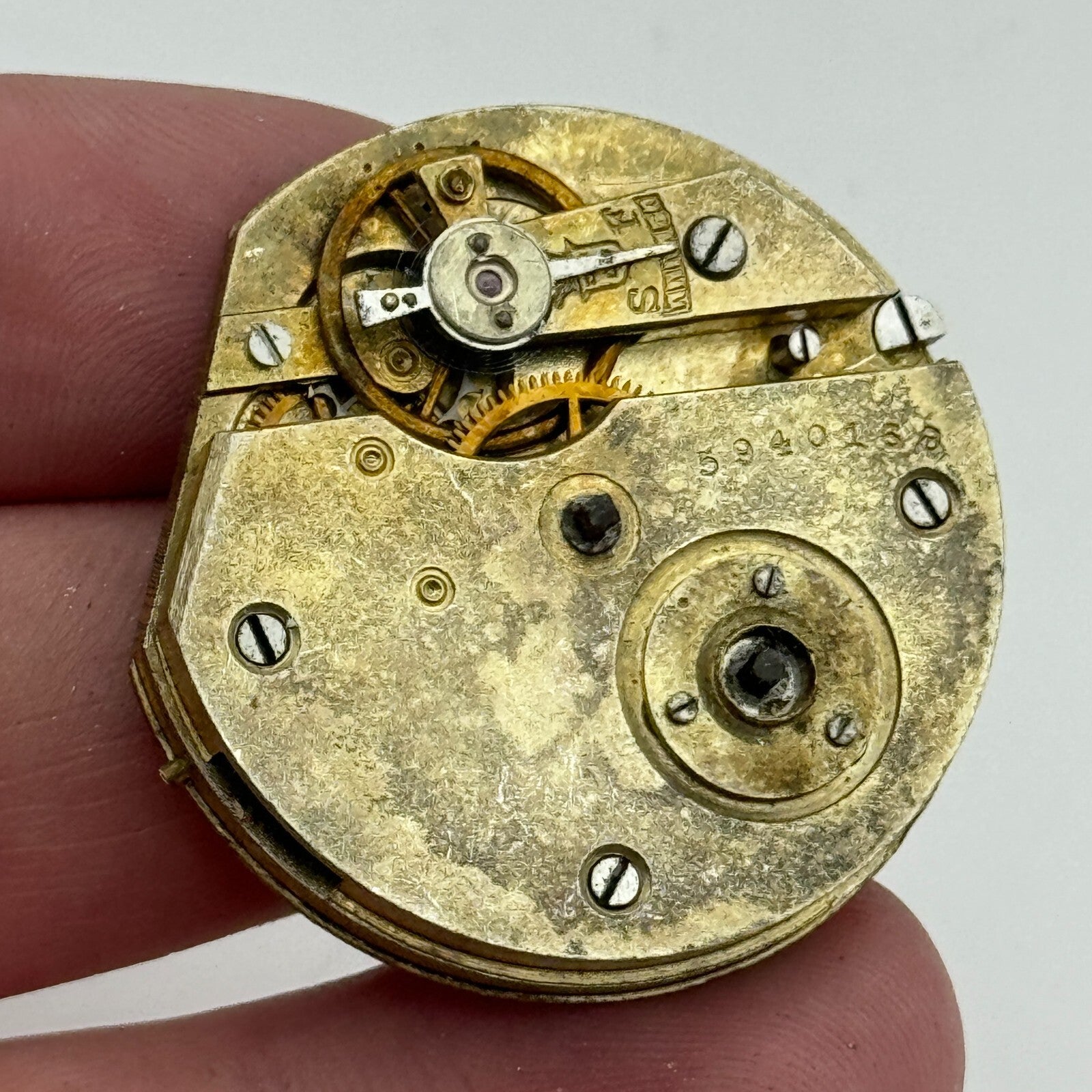 35.9mm Antique Interesting Key Wound Pocket Watch Movement PARTS REPAIR SPARES