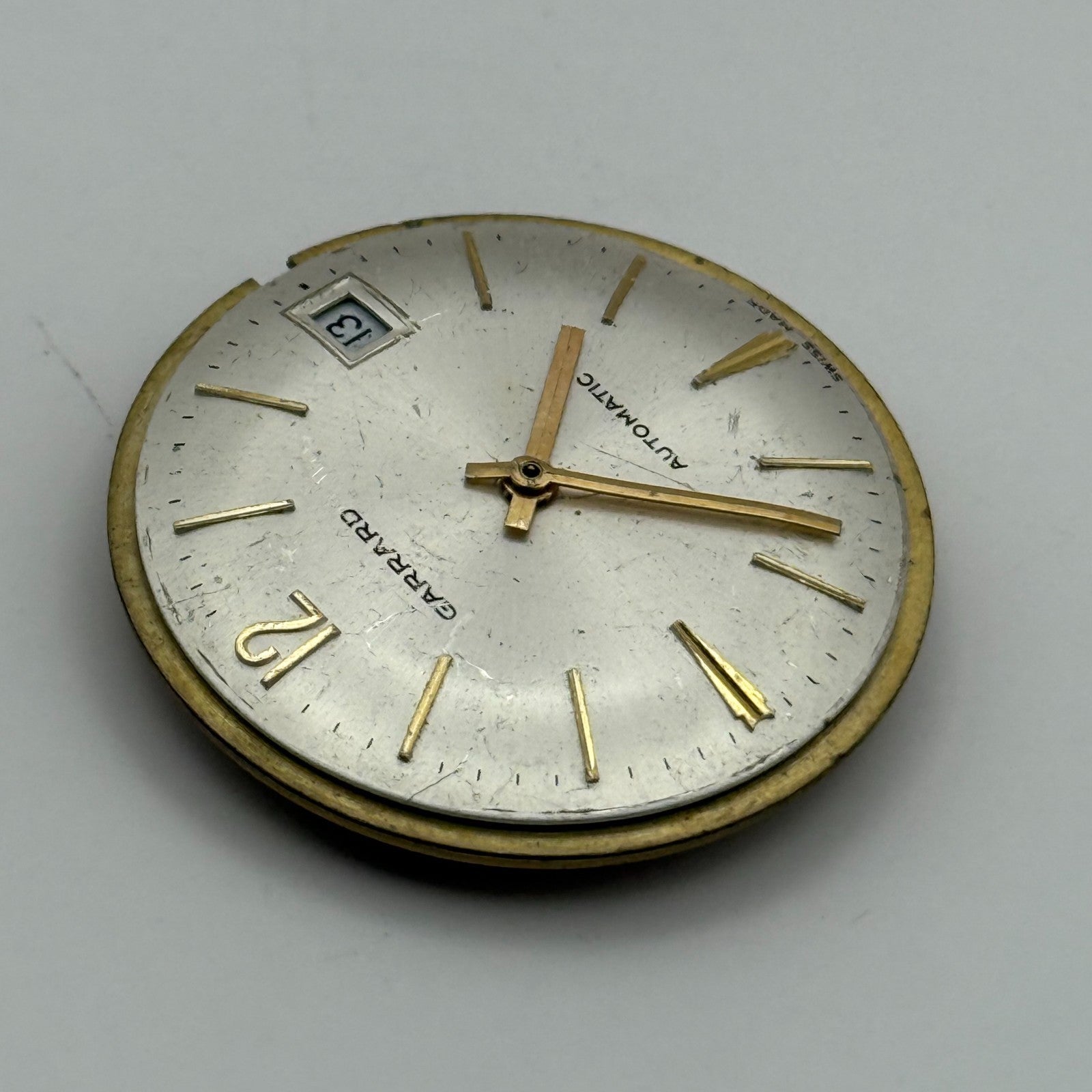 FHF 909 Automatic Watch Movement Garrard Date 25 Jewels Vintage Parts 31.8mm