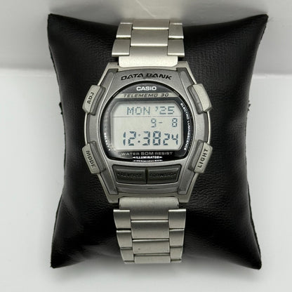 Casio DB-35H Data Bank Telememo 30 Men’s Quartz Watch Silver Tone Working 39mm