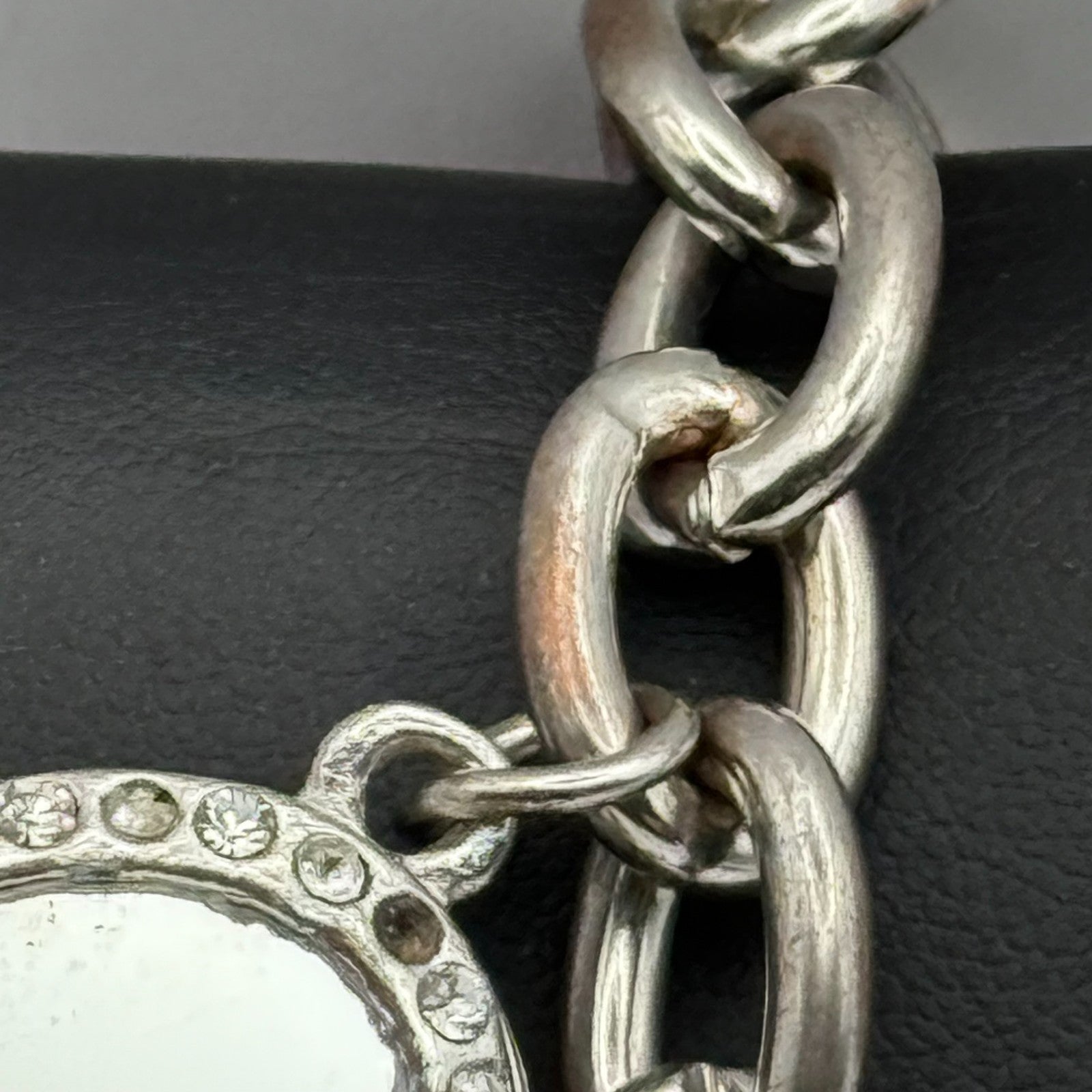 Ladies Quartz Watch Heart Dial Silver Tone Bracelet Stylish Charms Working 28mm